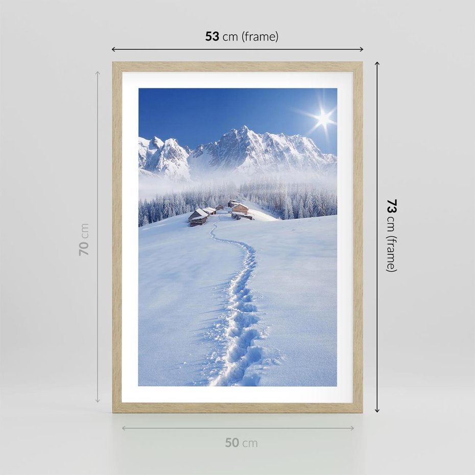 Plakat w ramie 50x70 - Magia zimowych gór - zima, góry - rama drewno