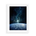 Plakat w ramie 50x70 - Wędrówka przez galaktyki - ziemia, kosmos - rama biała