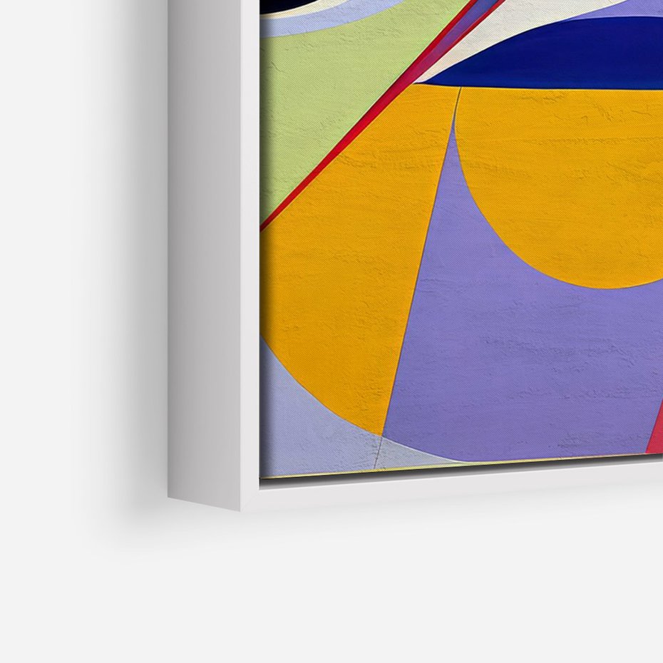 Obraz w ramie 80x120 - Kolorowe Przesunięcia Kształtów - abstrakcyjny obraz olejny, żywe kolory - rama biała