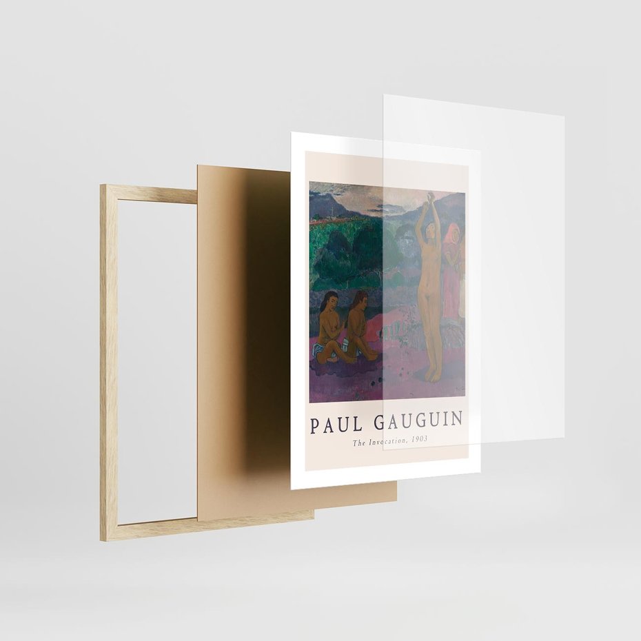 Plakat w ramie 50x70 - Reprodukcja Gauguina: Sztuka Egzotyczna na Plakacie - paul gauguin, plakat - rama drewno