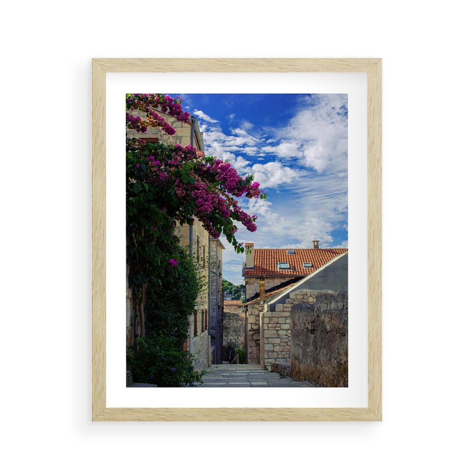 Plakat w ramie 40x50 - Uliczka: perspektywa w mieście - uliczka, perspektywa - rama drewno