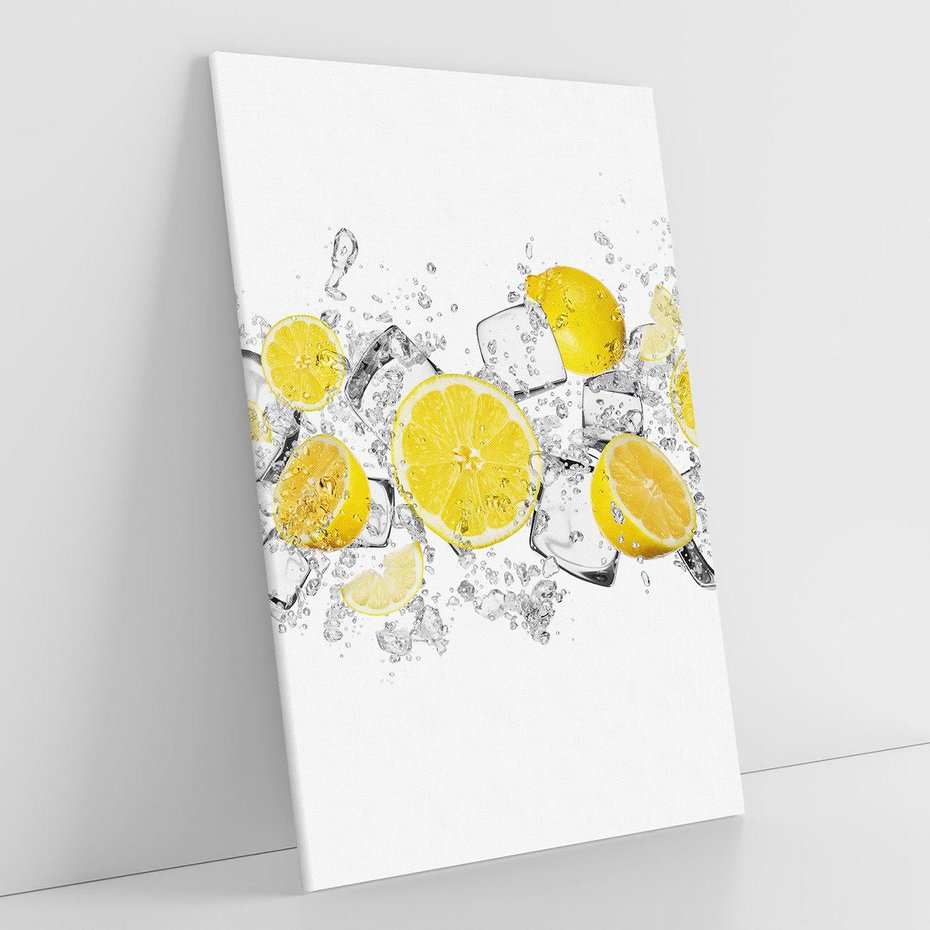 Obraz na płótnie 80x120 - Odkryj świeżość - lód, cytryny