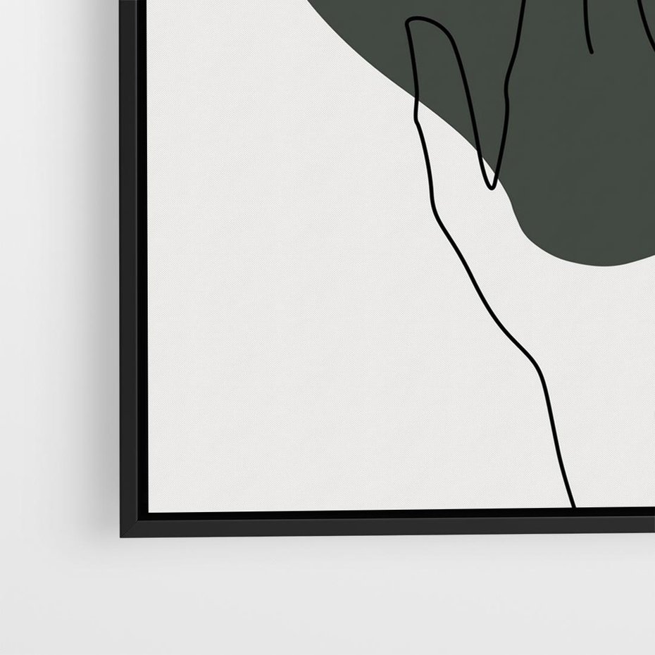 Obraz w ramie 50x50 - Bezczasowe Echo - szkic jedną linią, one line - rama czarna