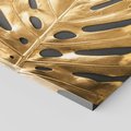 Obraz na płótnie 120x80 - Złoty Liść Monstera - złoty, liść