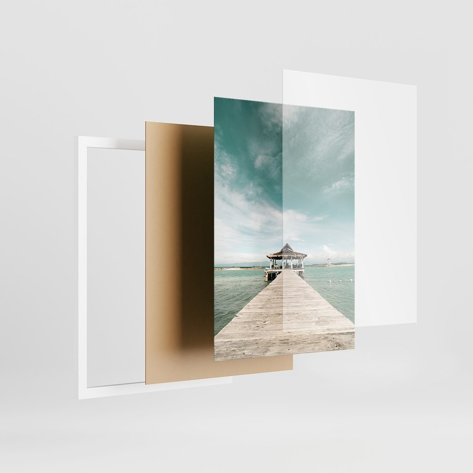 Zestaw obrazy w ramie 50x70 galeria - Plaża, palmy, hawaje, morze - rama biała