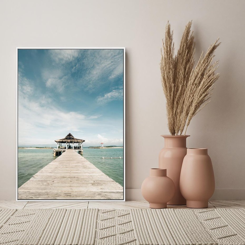 Obraz w ramie 50x70 - Magia Morza i Piękno Plaży - Hawaje, morze - rama biała