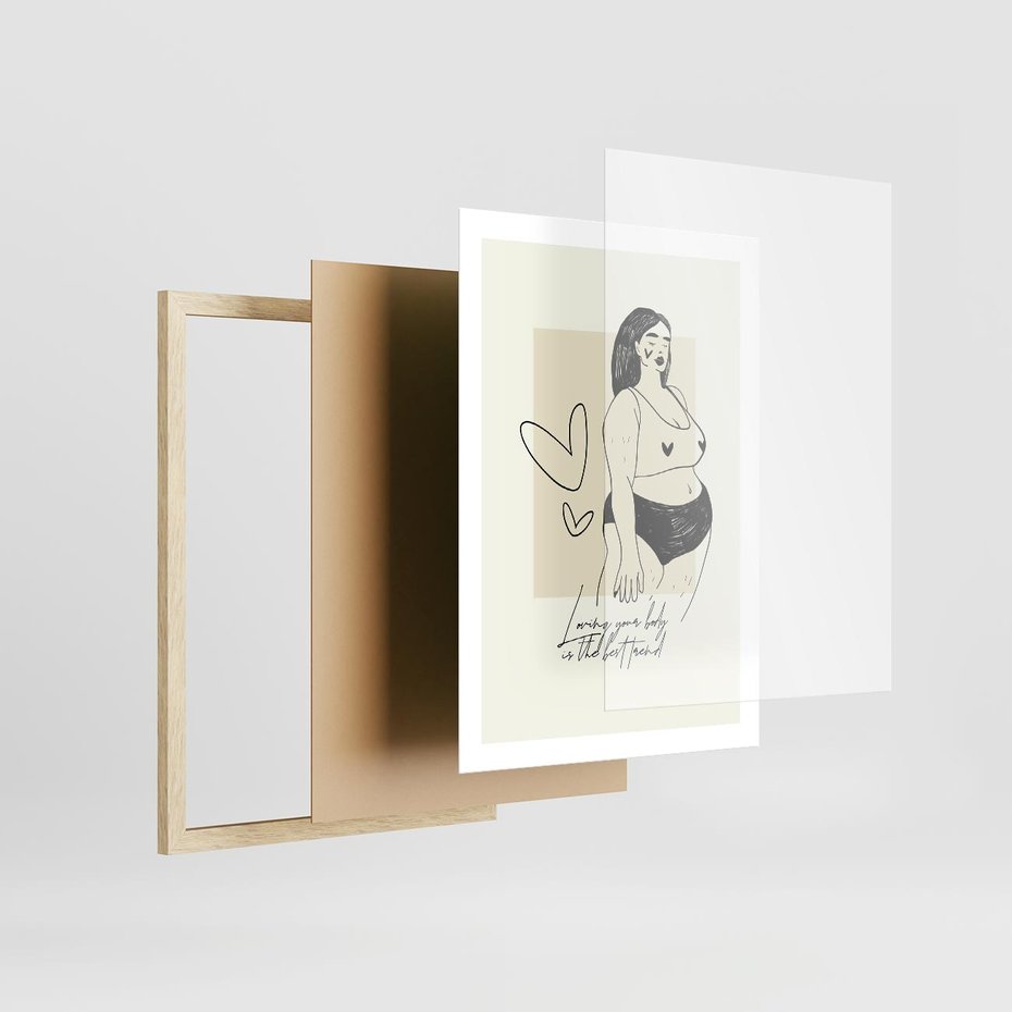 Plakat w ramie 50x70 - Moc to Ona - rysunek, sztuka nowoczesna - rama drewno