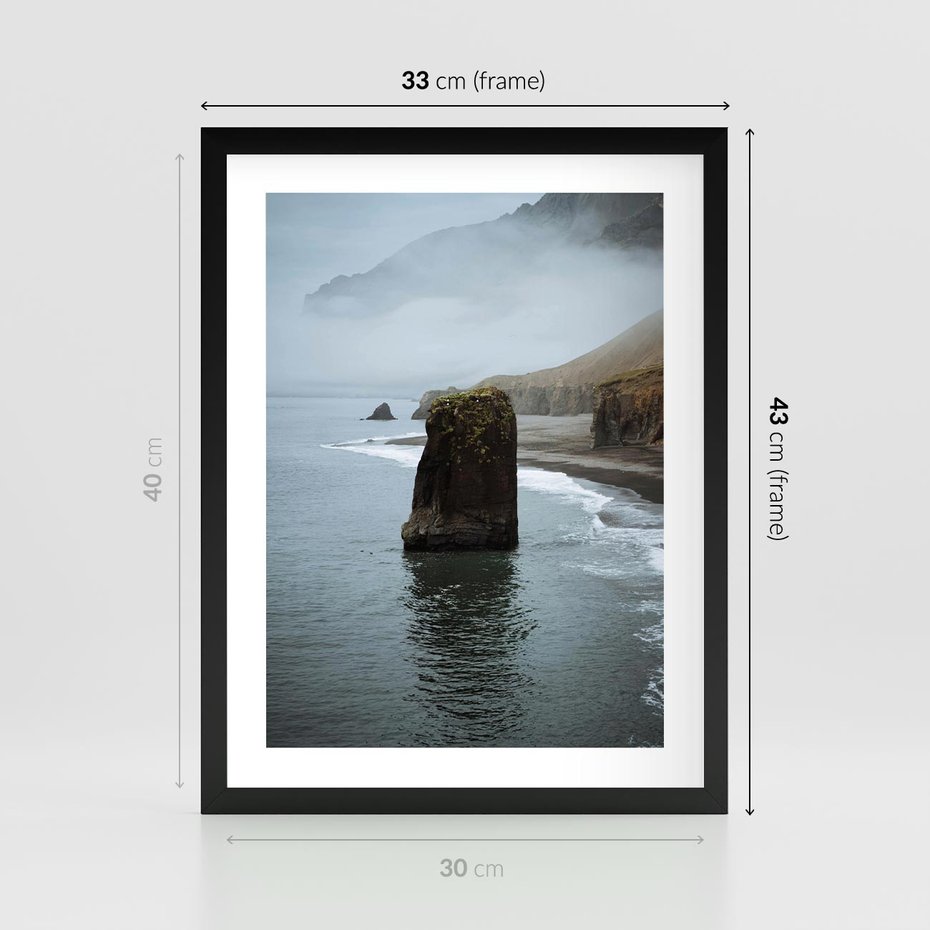 Plakat w ramie 30x40 - Mistyczna Aura - morze, mgła - rama czarna