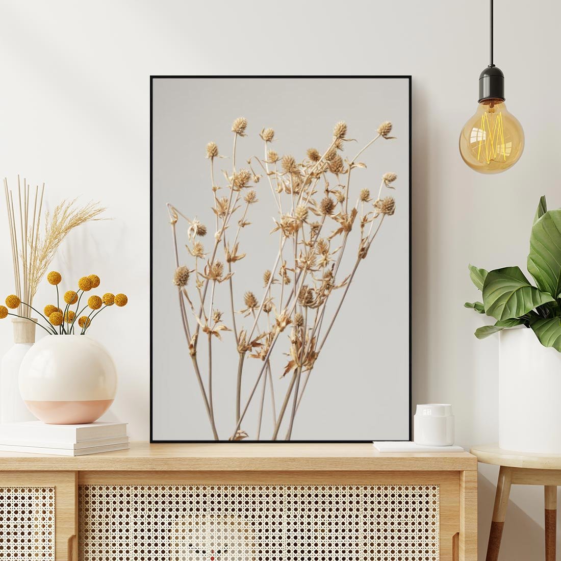 Obraz w ramie 50x70 - Delikatne gipsówki - gipsówka, suche - rama czarna