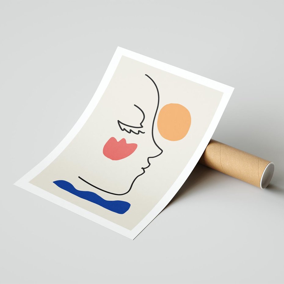 Plakat bez ramy 21x30 - Taniec Przenikających Plam - abstrakcyjny obraz, przypomina twarz