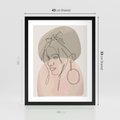 Plakat w ramie 40x50 - Kobieta w Linii: Akwarelowa Harmonia - kobieta one line, grafika - rama czarna