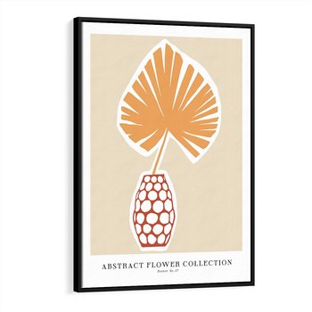 Obraz w ramie 50x70 - Kwiatowa Kreatywność - tropikalny liść w wazonie, typografia - rama czarna