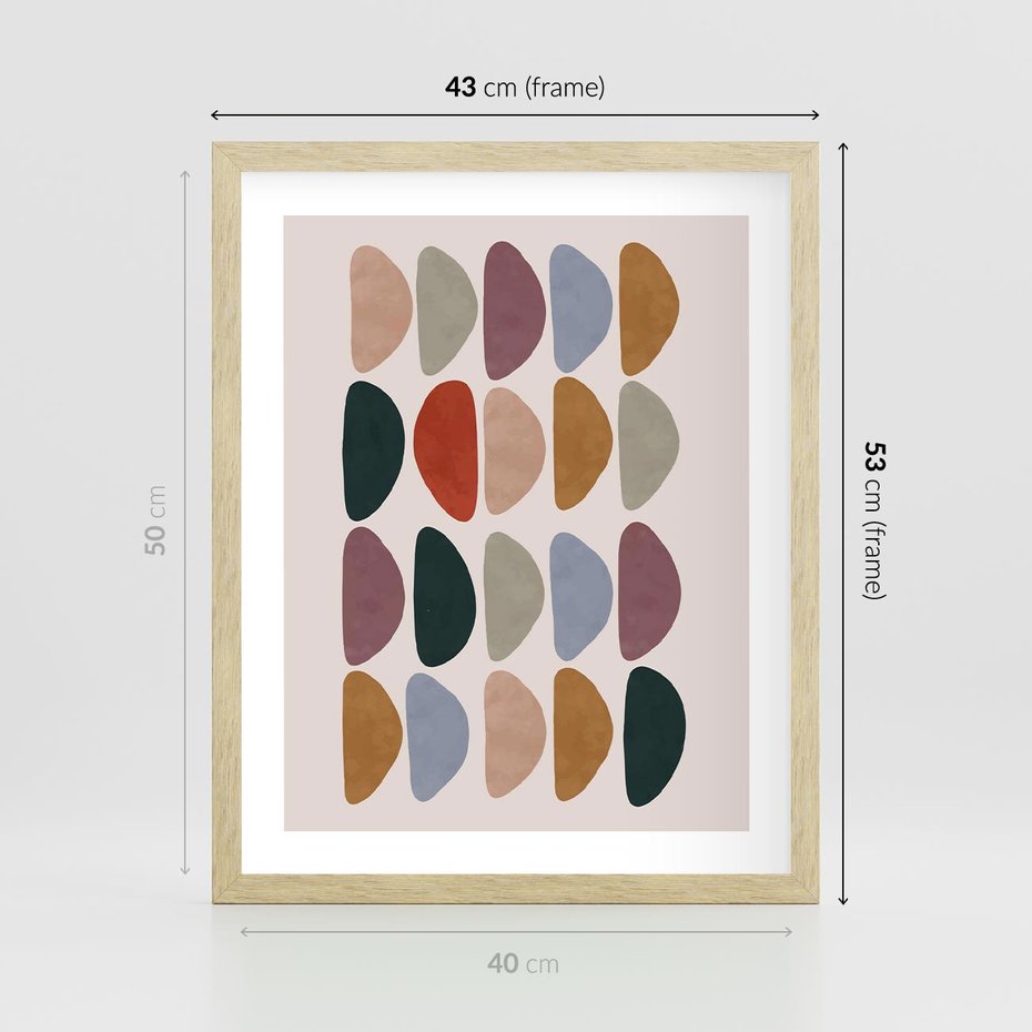 Plakat w ramie 40x50 - Granice Boho - abstrakcyjny obraz, geometryczna kompozycja - rama drewno