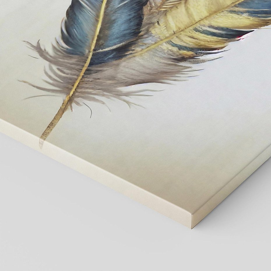 Obraz na płótnie 120x80 - Granatowo-Złote Pióra - sztuka, granatowe i złote pióra