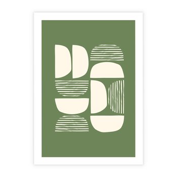 Plakat bez ramy 40x50 - Migotliwe Formy - geometryczne boho kształty na brązowym, oliwkowym tle