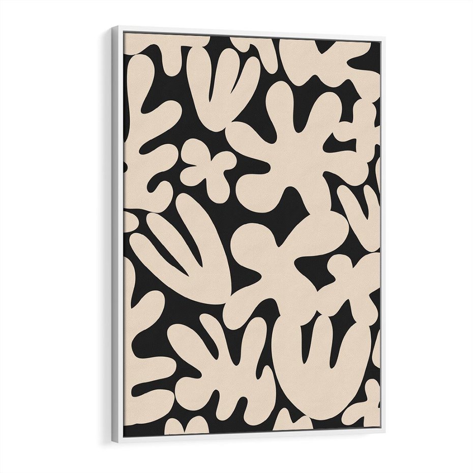 Obraz w ramie 70x100 - Księga Ukrytych Widoków - abstrakcyjne czarno białe formy, minimalizm - rama biała