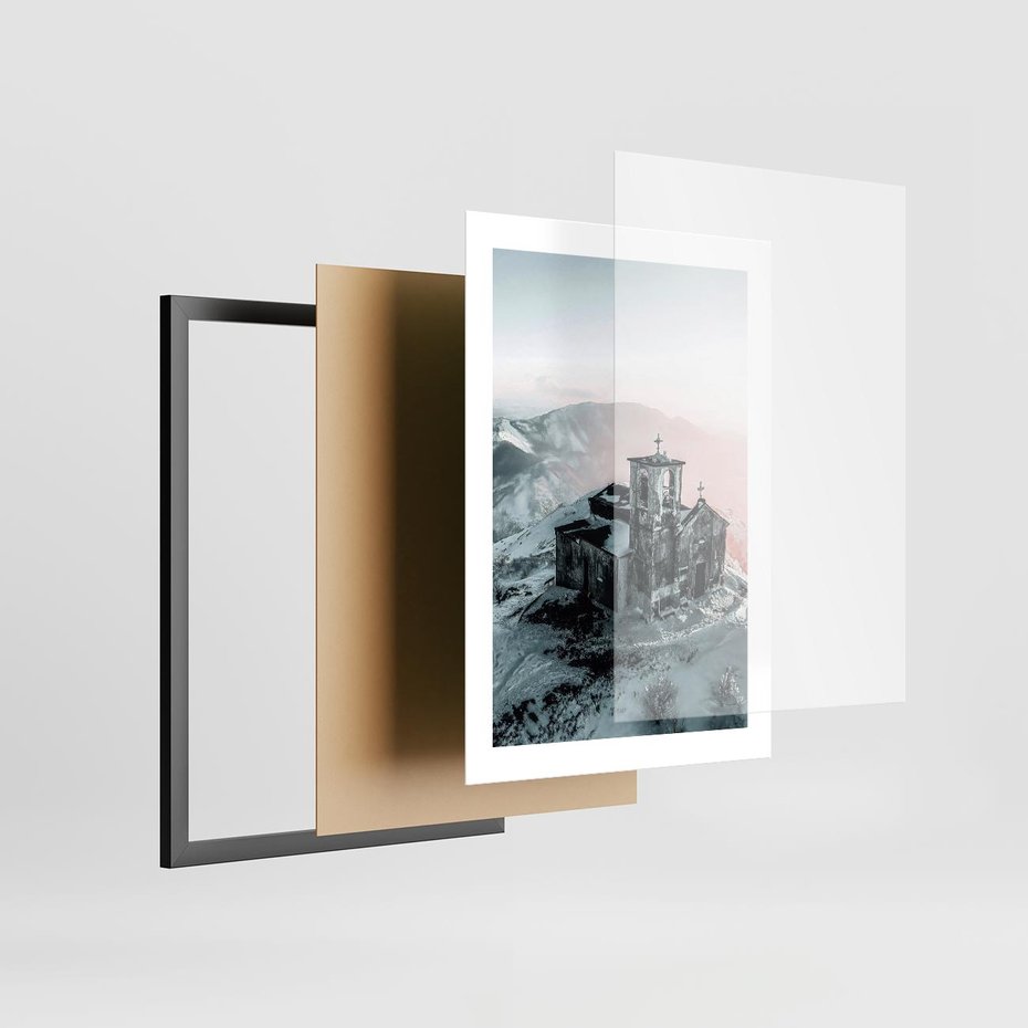 Plakat w ramie 30x40 - Stary Kościół w Górach - stary kościół, ruiny - rama czarna