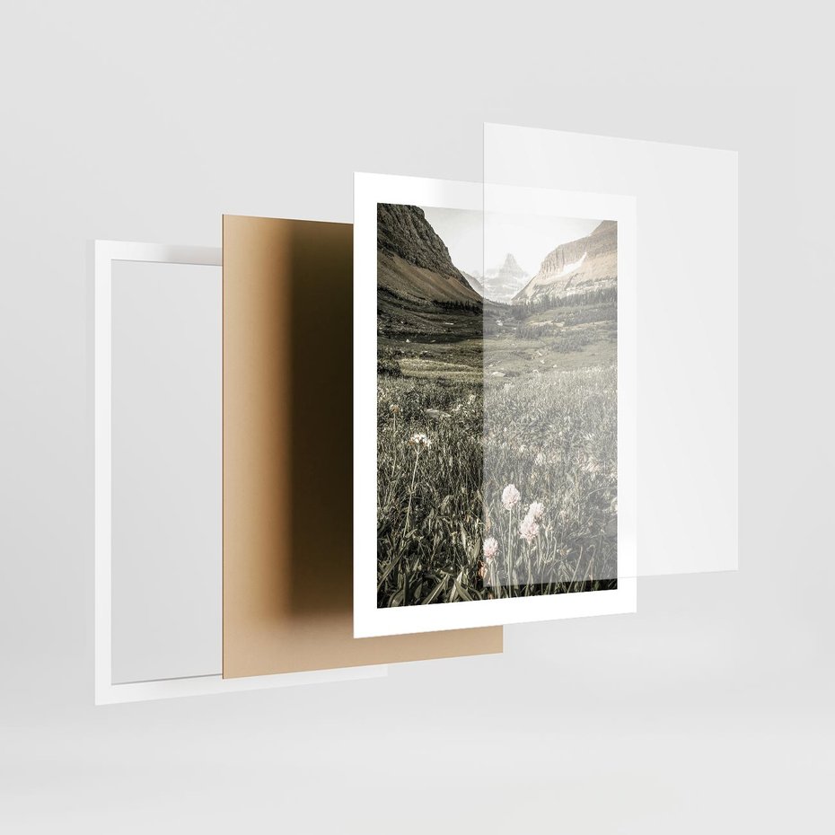 Plakat w ramie 40x50 - Nostalgiczne Góry - górski krajobraz, łaka w górach - rama biała