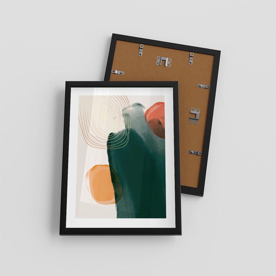 Plakat w ramie 30x40 - Modernistyczne Spektrum - abstrakcyjna granatowa plama, akwarela - rama czarna