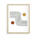 Plakat w ramie 50x70 - Kontury Harmonii - nieregularne linie, koła - rama drewno