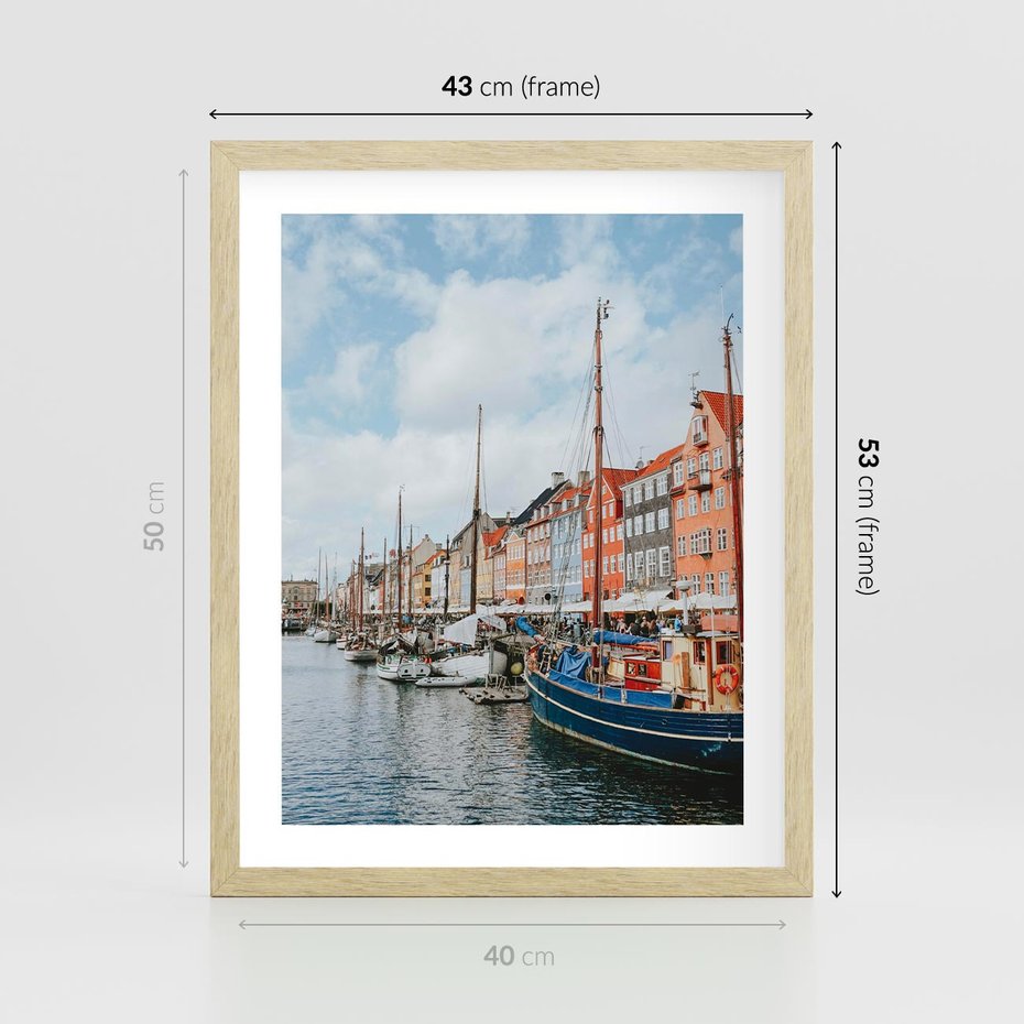 Plakat w ramie 40x50 - Wibracje Miejskiego Klimatu - Dania, Kopehaga - rama drewno