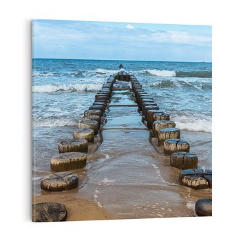 Obraz na płótnie 70x70 - Falochron na brzegu morza - falochron, morze