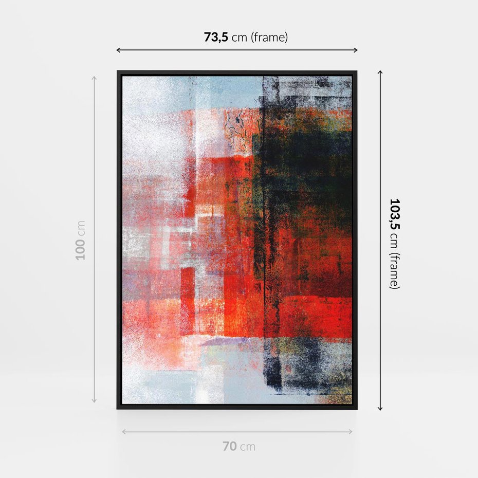 Obraz w ramie 70x100 - Burza Emocji - wyrazista abstrakcyjna sztuka, dramatyzm - rama czarna