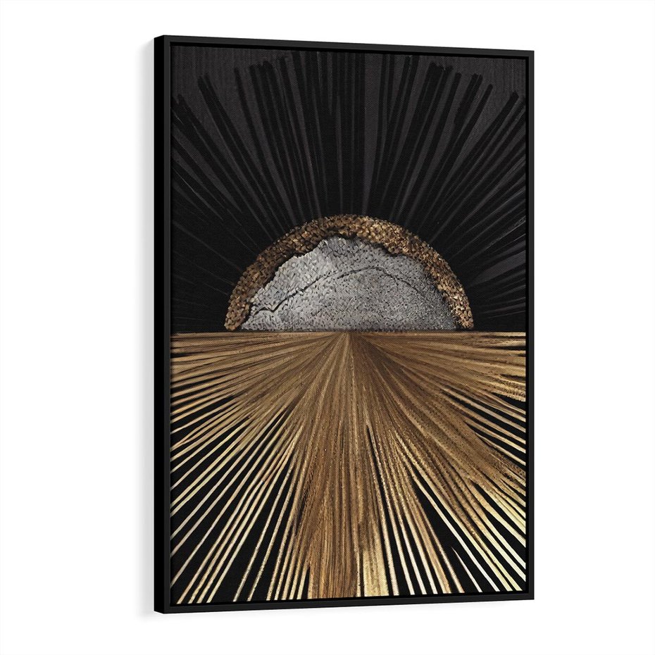 Obraz w ramie 50x70 - Metaliczne Boho Abstrakcje - boho, słońce - rama czarna