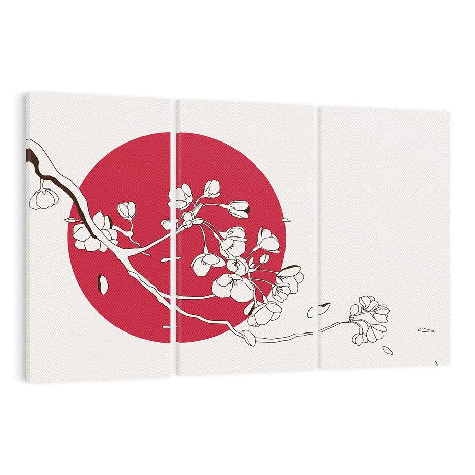 Obraz na płótnie 120x80 - Esencja Zen - kwiatnąca wiśnia, orientalna grafika