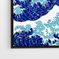 Obraz w ramie 70x50 - Fala Japandi - wielka fala w Kaganawie, obraz Hokusai - rama czarna