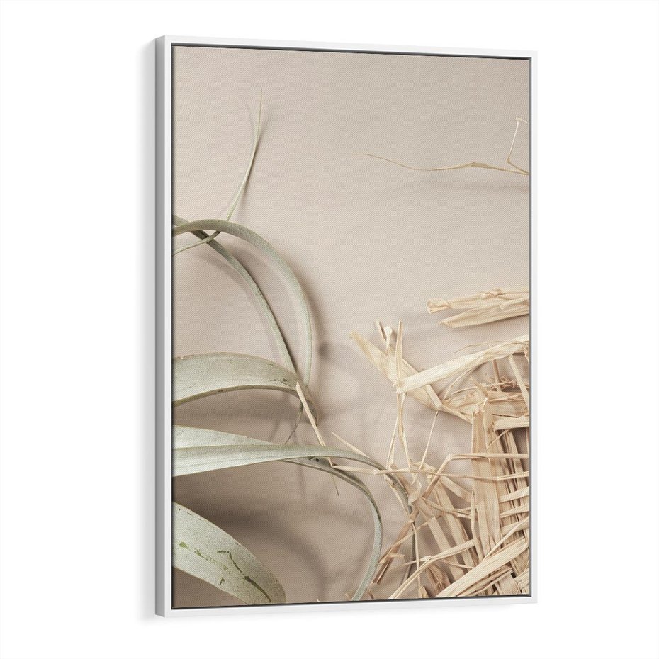 Obraz w ramie 70x100 - Boho urok suchych liści - suche, liście - rama biała