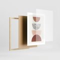 Plakat w ramie 30x40 - Geometryczna Harmonia w Brązach i Beżach - geometryczne kształty, brązy i beże - rama drewno