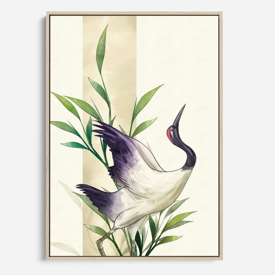 Obraz w ramie 70x100 - Migocące Ptaki - japońska sztuka, ptak - rama drewno