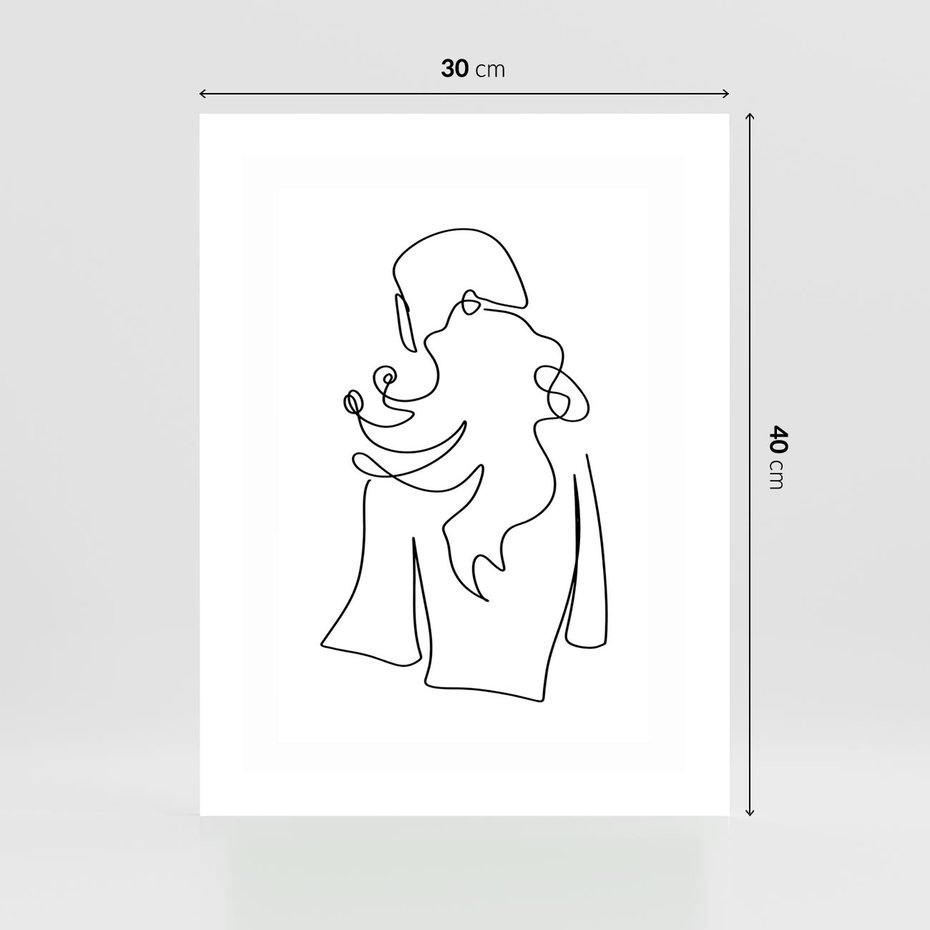 Plakat bez ramy 30x40 - Zaklęte Linie - szkic kobiety, jedną linia