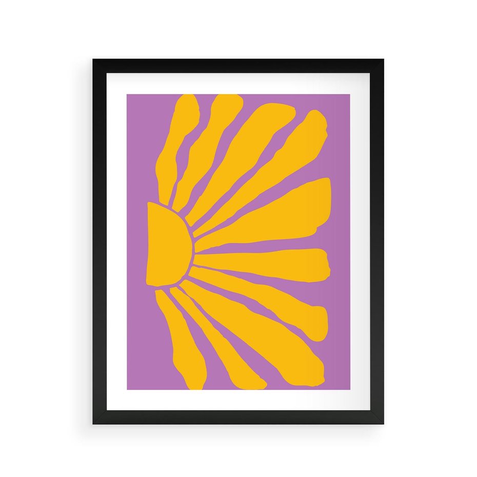 Plakat w ramie 40x50 - Podróżne Kontury - abstrakcyjny plakat, intensywne różowe tło - rama czarna