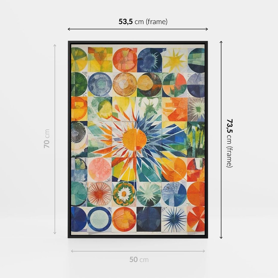 Obraz w ramie 50x70 - Rozkwitające Wzory Abstrakcji - abstrakcyjny obraz, mnogość kolorów - rama czarna