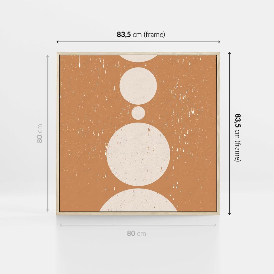 Obraz w ramie 80x80 - Podróżne Echa - mid century styl, nowoczesna grafika - rama drewno