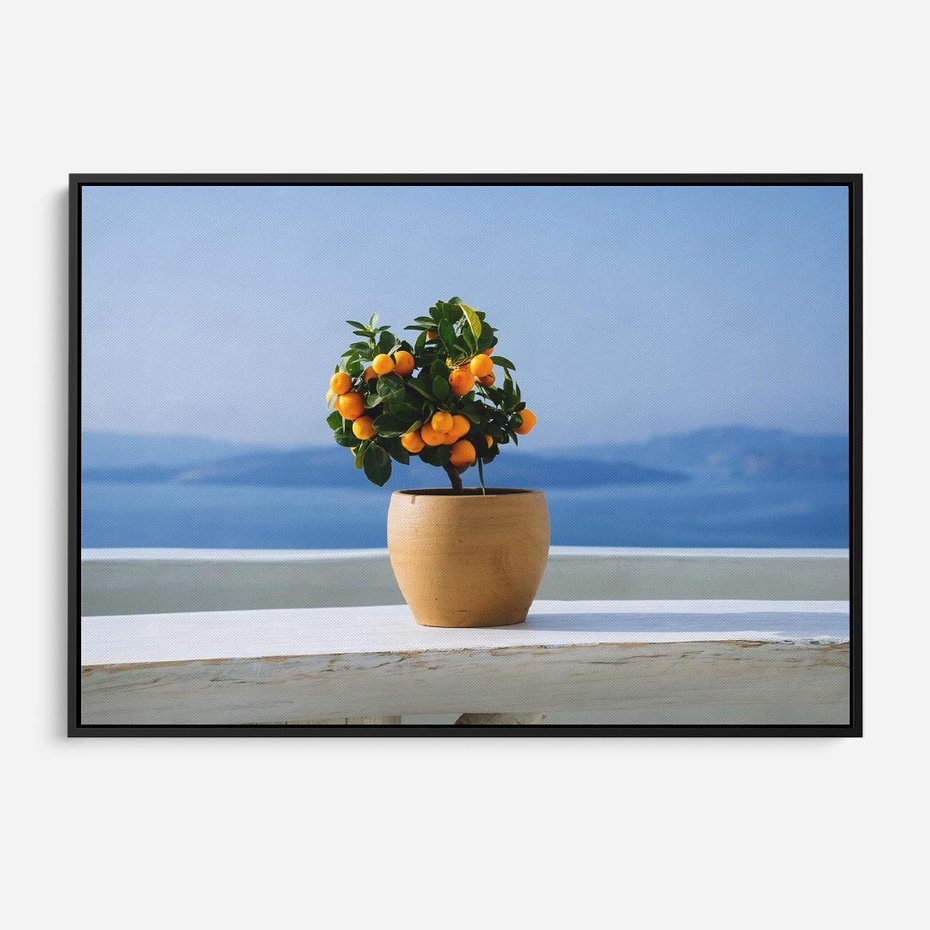 Obraz w ramie 100x70 - Uroki Santorini - Santorini, Grecja - rama czarna