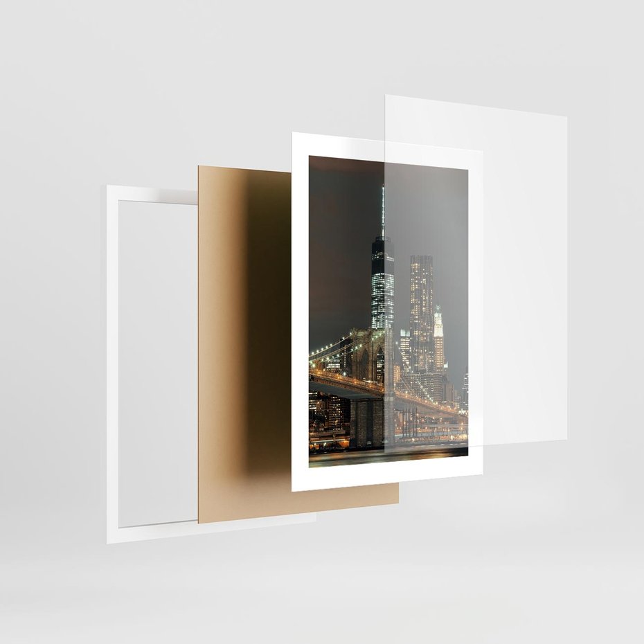 Plakat w ramie 30x40 - Miasto rozświetlone nocnym blaskiem - miasto, nocą - rama biała