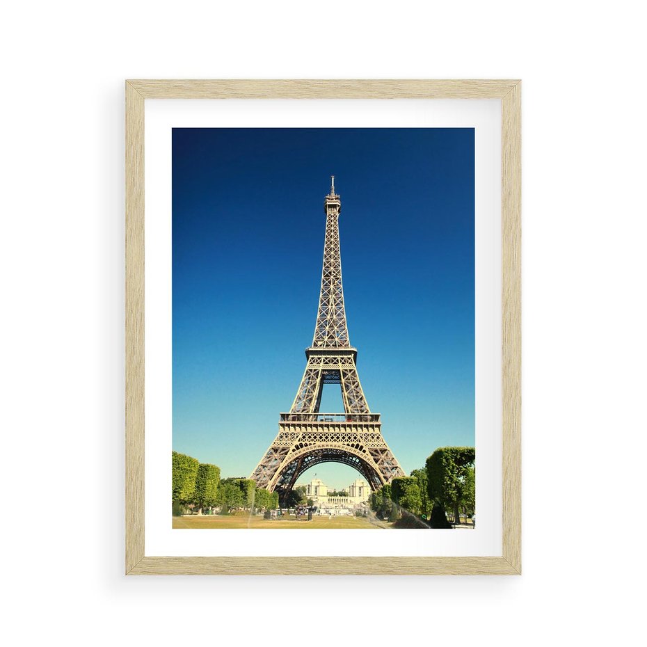 Plakat w ramie 40x50 - Ikoniczny symbol miasta - wieża, Eiffla - rama drewno