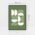 Obraz w ramie 50x70 - Migotliwe Formy - geometryczne boho kształty na brązowym, oliwkowym tle - rama czarna