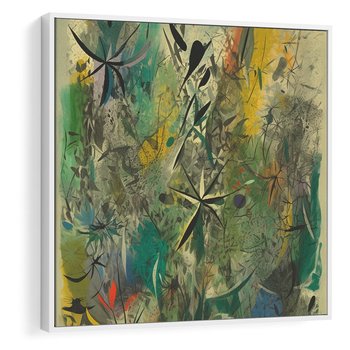 Obraz w ramie 50x50 - Tajemnicze Konstrukcje Form - abstrakcyjny obraz, mnogość kolorów - rama biała