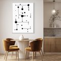 Obraz w ramie 80x120 - Nocne Zawirowania - abstrakcyjny plakat, czarne kropki i kreski - rama biała