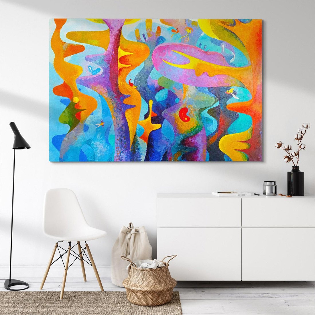 Obraz na płótnie 100x70 - Płomienne Tańce Abstrakcji - energetyczna abstrakcja, dziwne formy