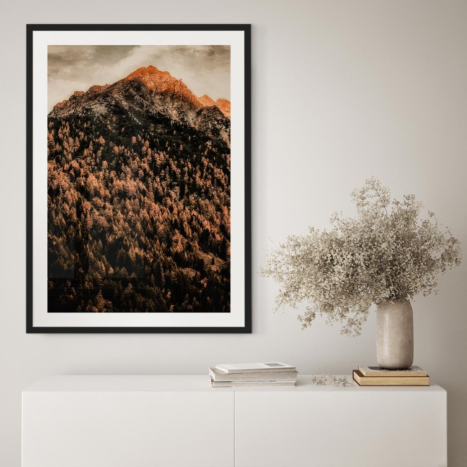 Plakat bez ramy 40x50 - Jesienna Godzina w Górach - góry, las w górach