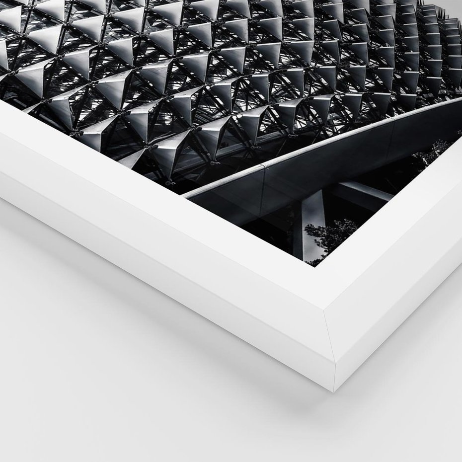 Plakat w ramie 30x40 - Nowoczesność w Czerni i Bieli: Architektoniczna Piękność - nowoczesna architektura, black and white - rama biała