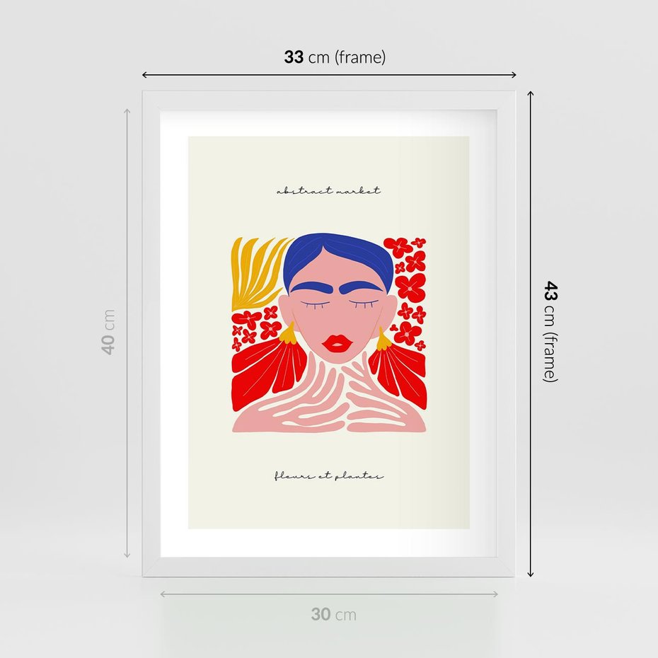 Plakat w ramie 30x40 - Bezgraniczne Rytmy - kobieta, sztuka abstrakcyjna - rama biała