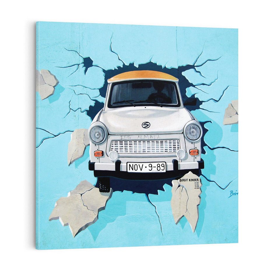 Obraz na płótnie 40x40 - Graffiti wśród gór artystyczne spojrzenie - samochód, graffiti