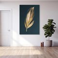 Obraz na płótnie 80x120 - Mroczne Złoto - nowoczesna grafika, złoty liść na czarnym tle