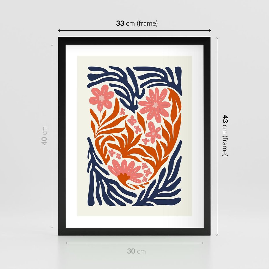 Plakat w ramie 30x40 - Kwiatami Splecione - kwiaty, nowoczesny plakat - rama czarna